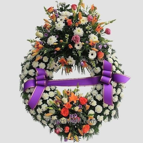 Corona de flores fúnebres variadas para enviar al tanatorio